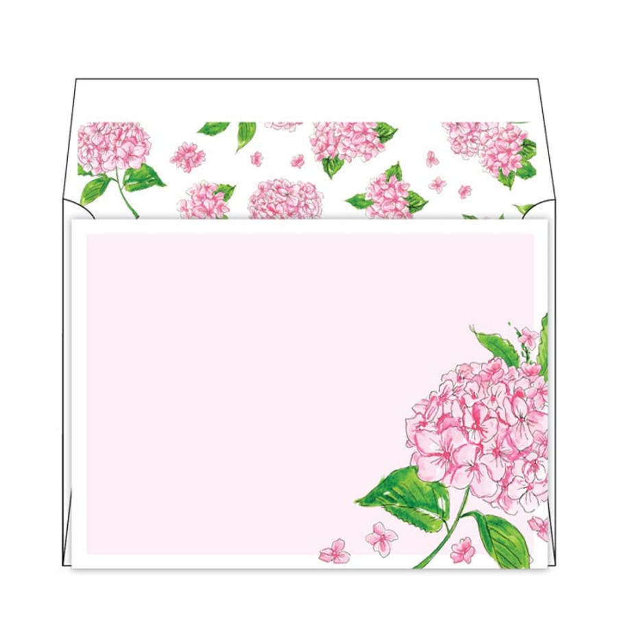 Notes & Pads Rosanne Beck | Pink Hydrangea Flat Note Stationery