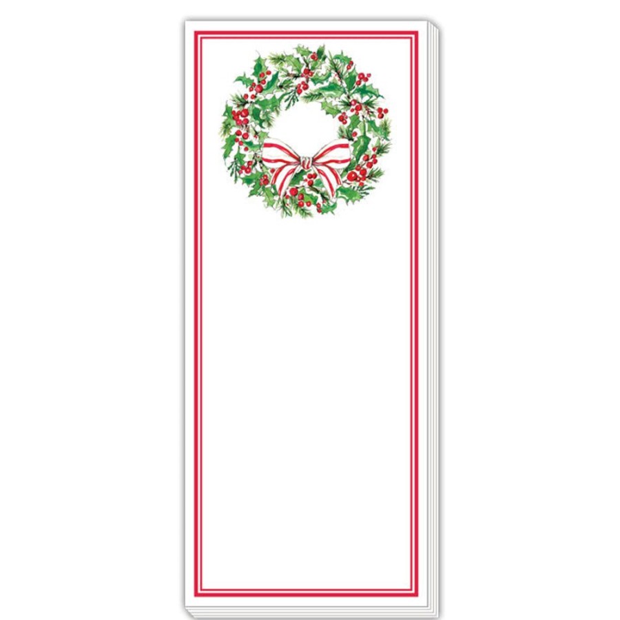 Seasonal Rosanne Beck | Holly Wreath With Bow Skinny Pad