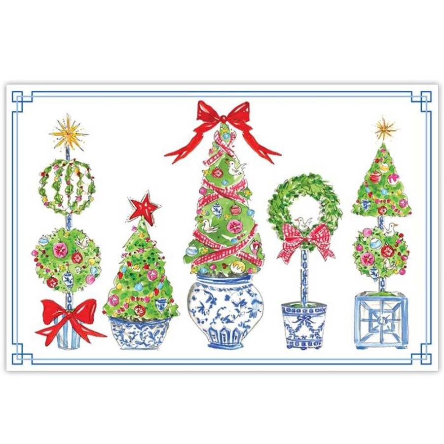 Seasonal Rosanne Beck | Merry And Bright Holiday Topiaries Placemat