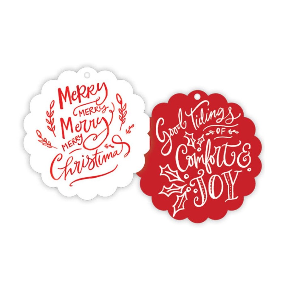 Invitations Rosanne Beck | Merry Merry Christmas Scalloped Gift Tags