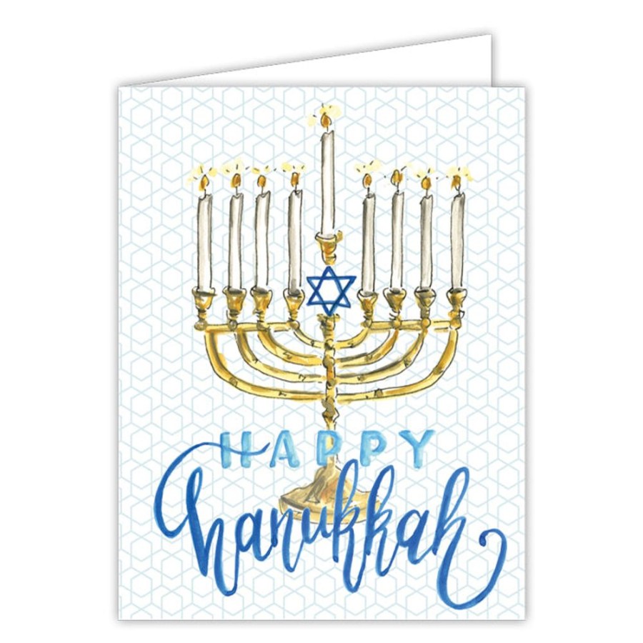 Invitations Rosanne Beck | Happy Hanukkah Menorah Gold Greeting Card