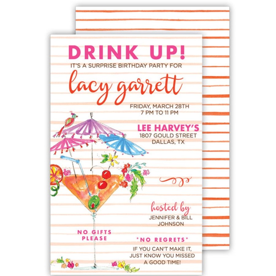 Invitations Rosanne Beck | Handpainted Party Martini With Umbrellas Large Flat Invitation