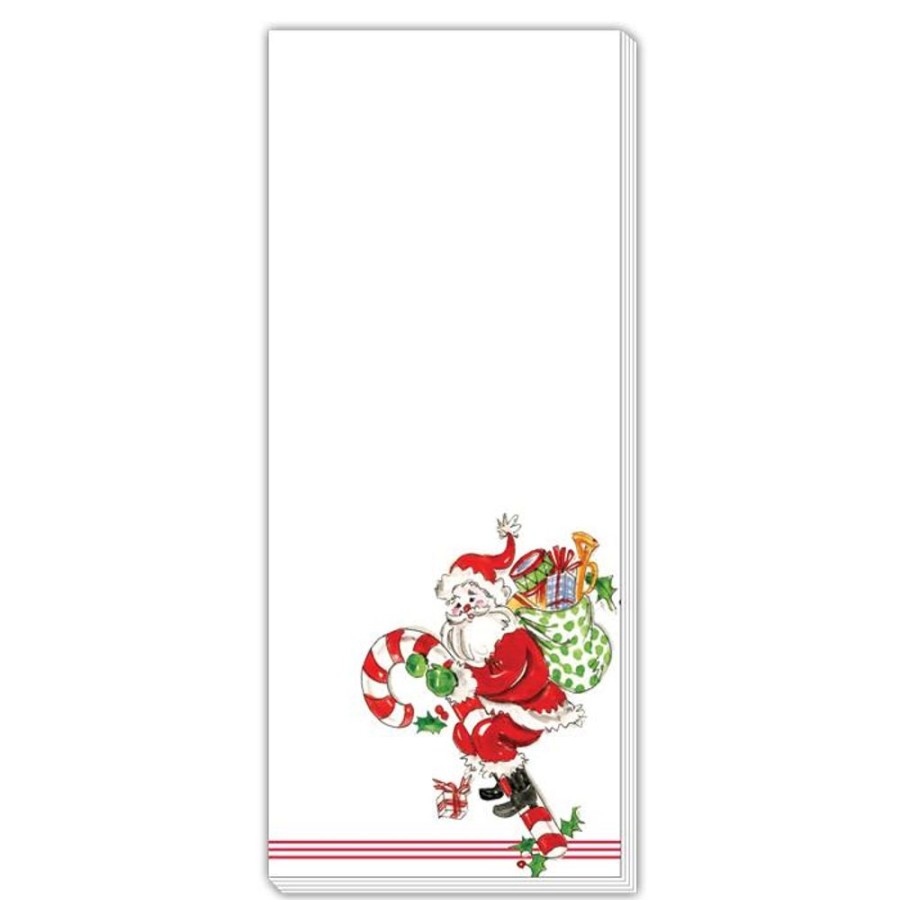 Seasonal Rosanne Beck | Handpainted Santa With Candy Cane And Presents Skinny Pad