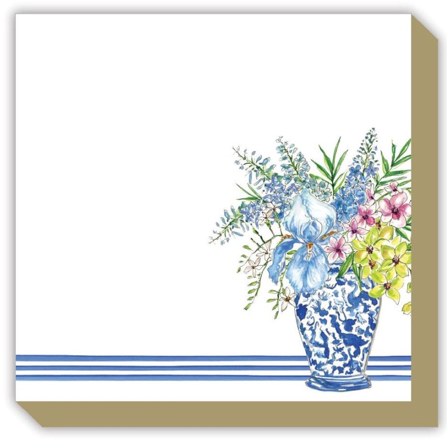 Notes & Pads Rosanne Beck | Blue Chinoiserie Floral Vase Luxe Notepad