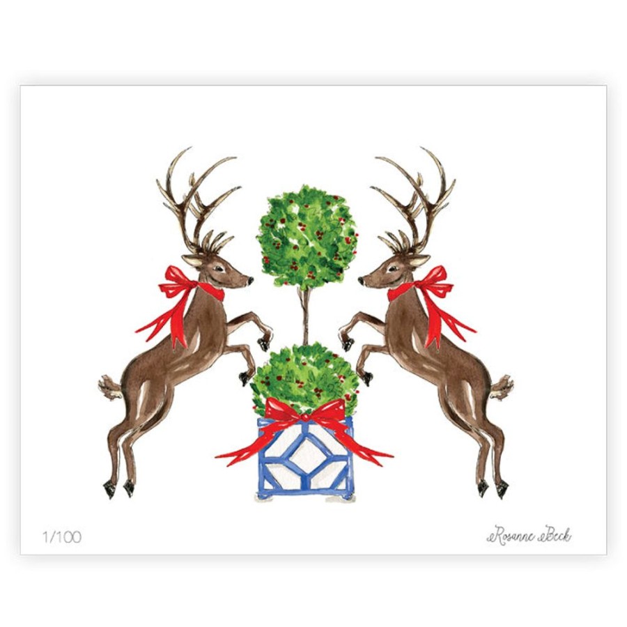 Seasonal Rosanne Beck | Holiday Reindeer Art Print