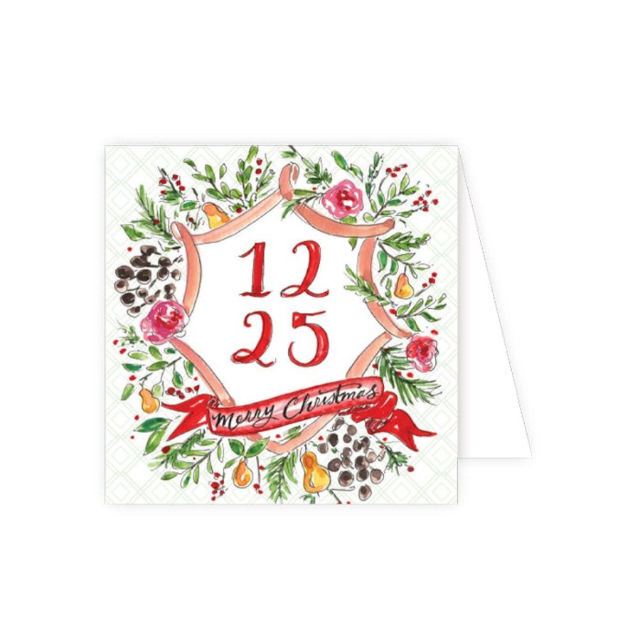 Invitations Rosanne Beck | 12 25 Merry Christmas Floral Icon Enclosure Card