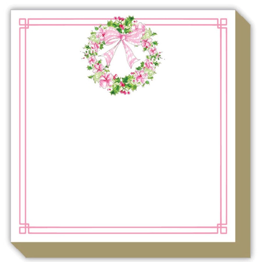 Notes & Pads Rosanne Beck | Lpink Floral Holly Wreath Luxe Notepad