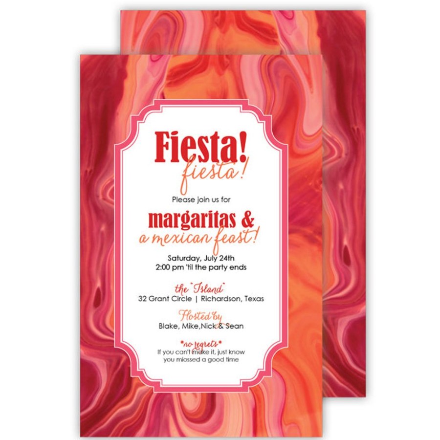 Invitations Rosanne Beck | Orange And Red Marble Large Die-Cut Invitation