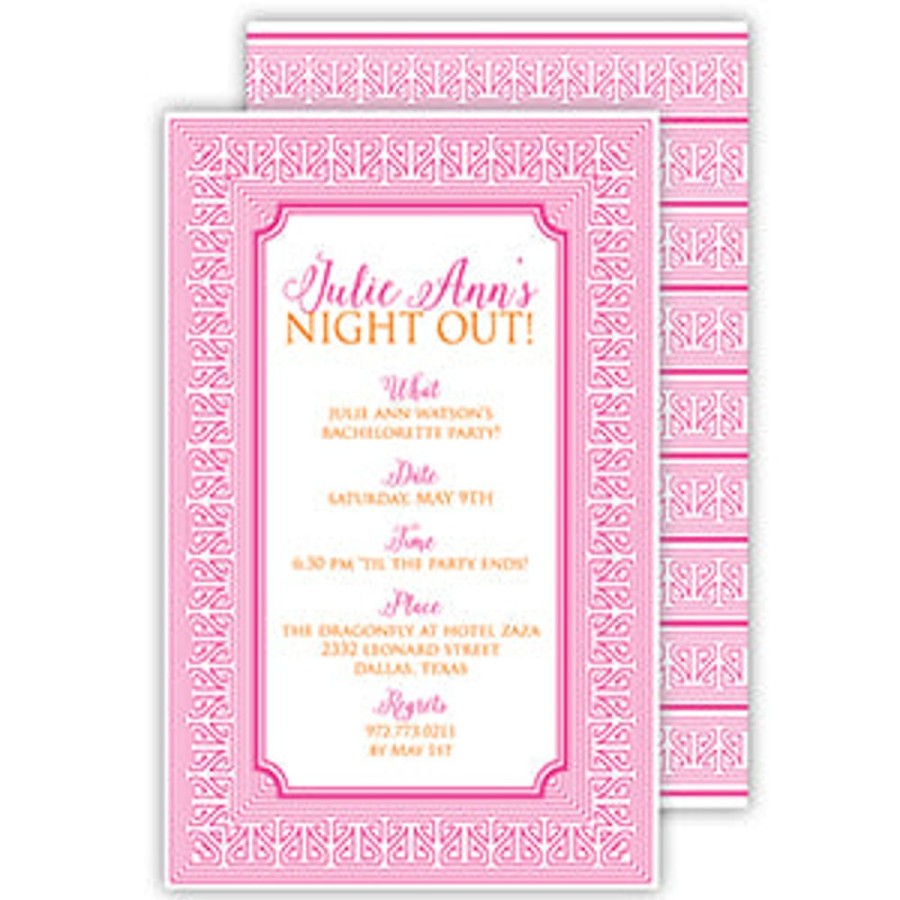 Invitations Rosanne Beck | Asian Stripe Pink Large Flat Invitation