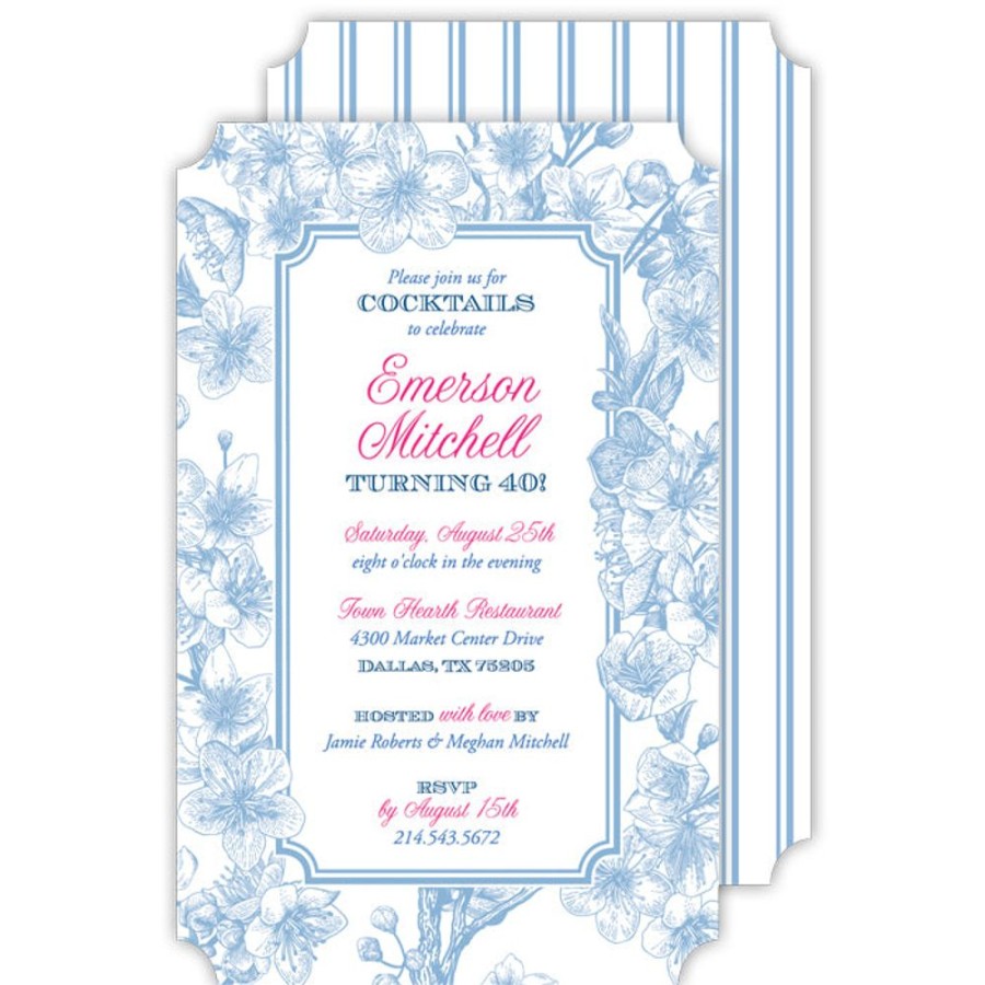 Invitations Rosanne Beck | Vintage Floral Blue Large Die-Cut Invitation