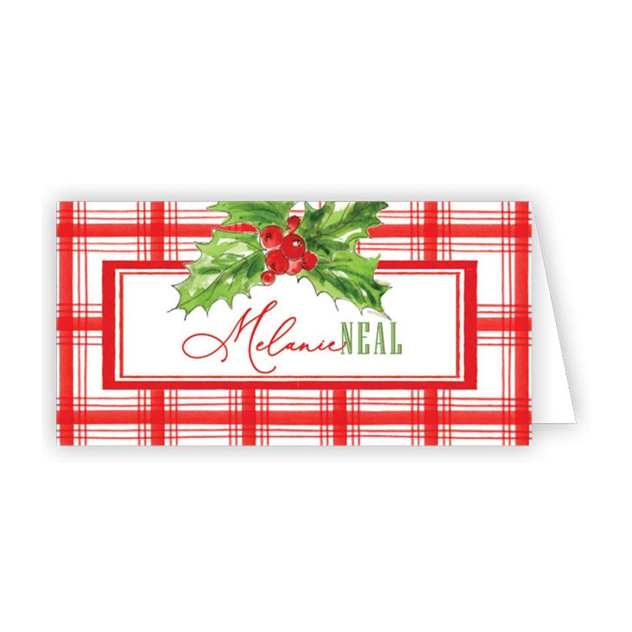 Home & Entertaining Rosanne Beck | Handpainted Holly And Berries Place Card