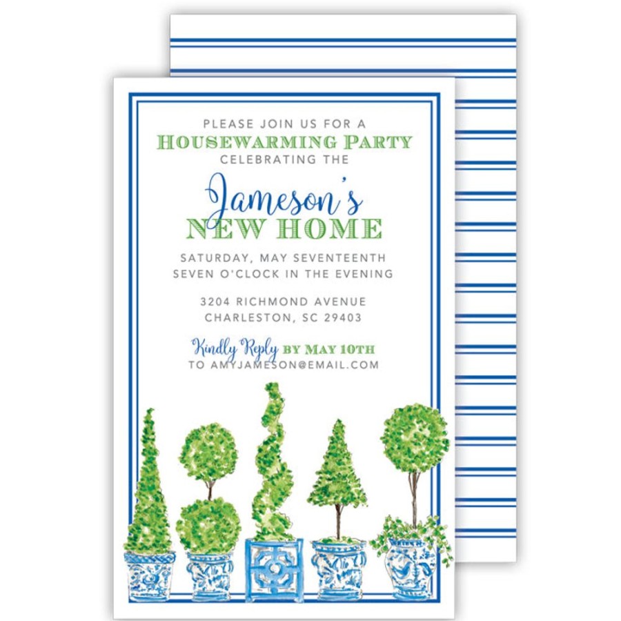 Invitations Rosanne Beck | Handpainted Topiary Mix Large Flat Invitation