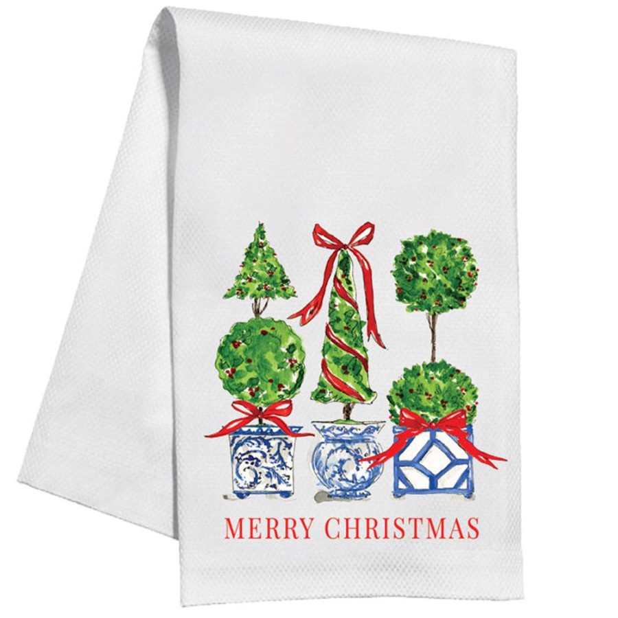 Seasonal Rosanne Beck | Christmas Topiary Trio Kitchen Towel