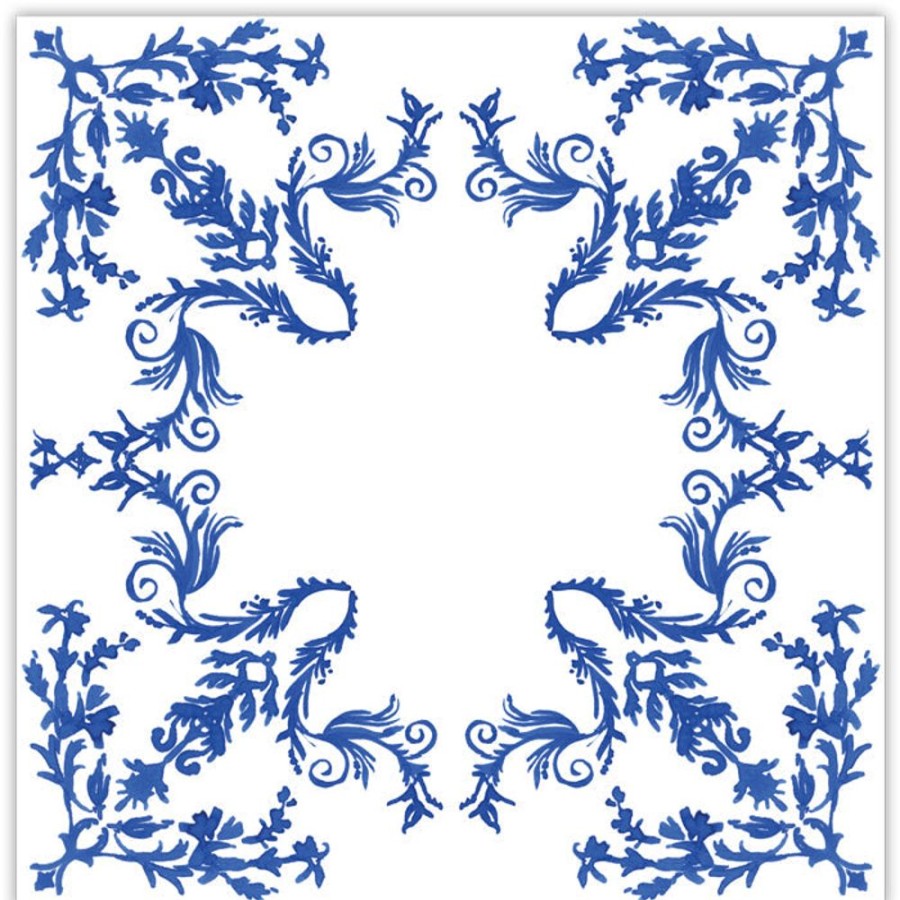 Home & Entertaining Rosanne Beck | Fancy Floral Swirl Blue Square Placemats