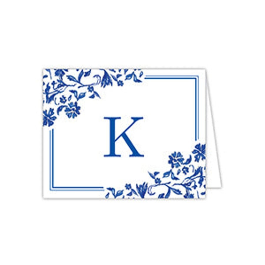 Notes & Pads Rosanne Beck | Blue And White Monogram K Folded Note