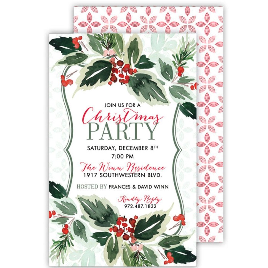 Invitations Rosanne Beck | Mint Greenery Laurels Large Flat Invitation