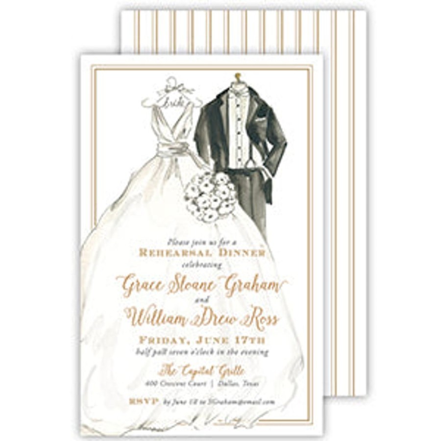 Invitations Rosanne Beck | Handpainted Bride And Groom Large Flat Invitation