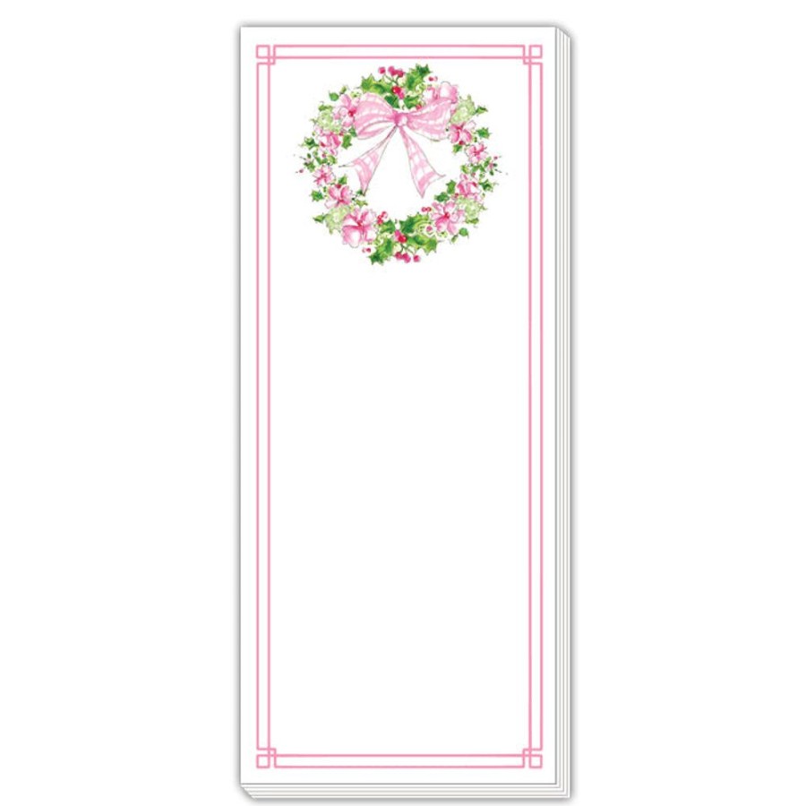 Seasonal Rosanne Beck | Pink Floral Holly Wreath Skinny Pad