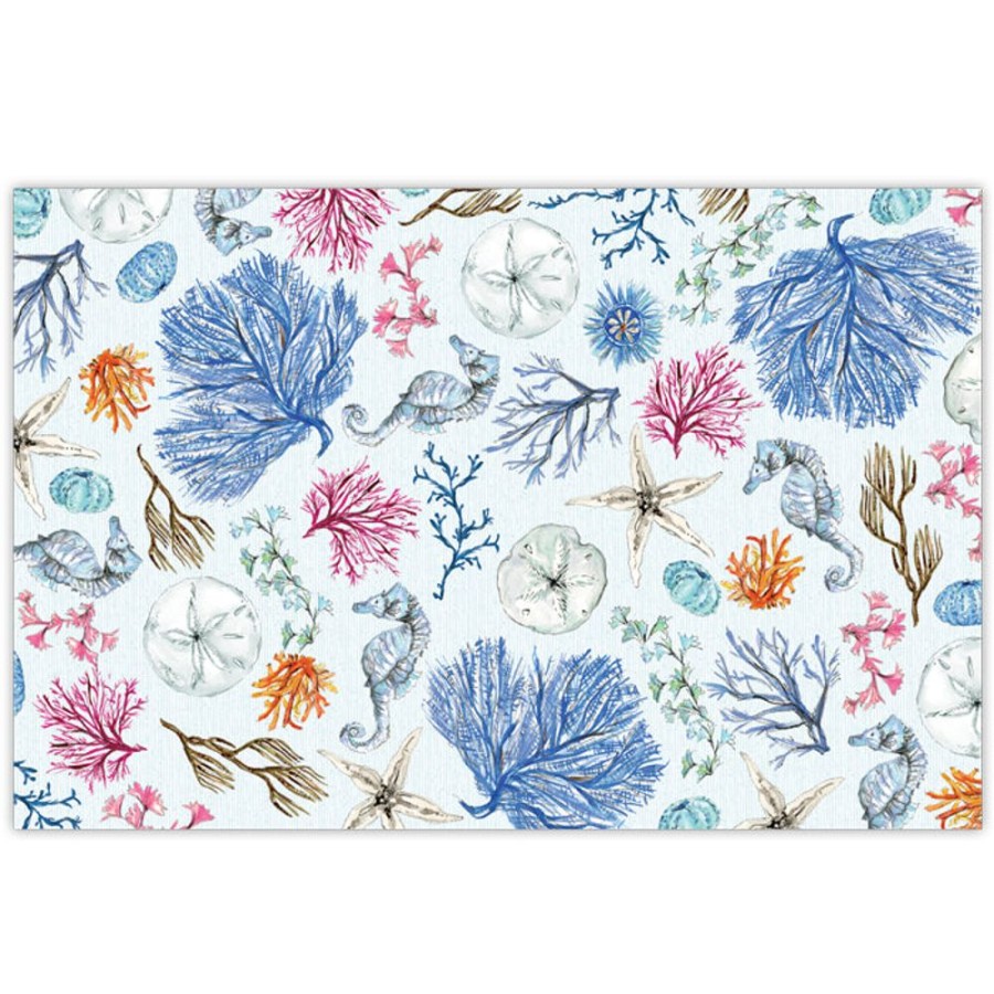 Home & Entertaining Rosanne Beck | Coastal Blue Coral Pattern Placemats