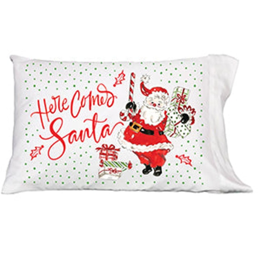 Seasonal Rosanne Beck | Here Comes Santa Pillowcase