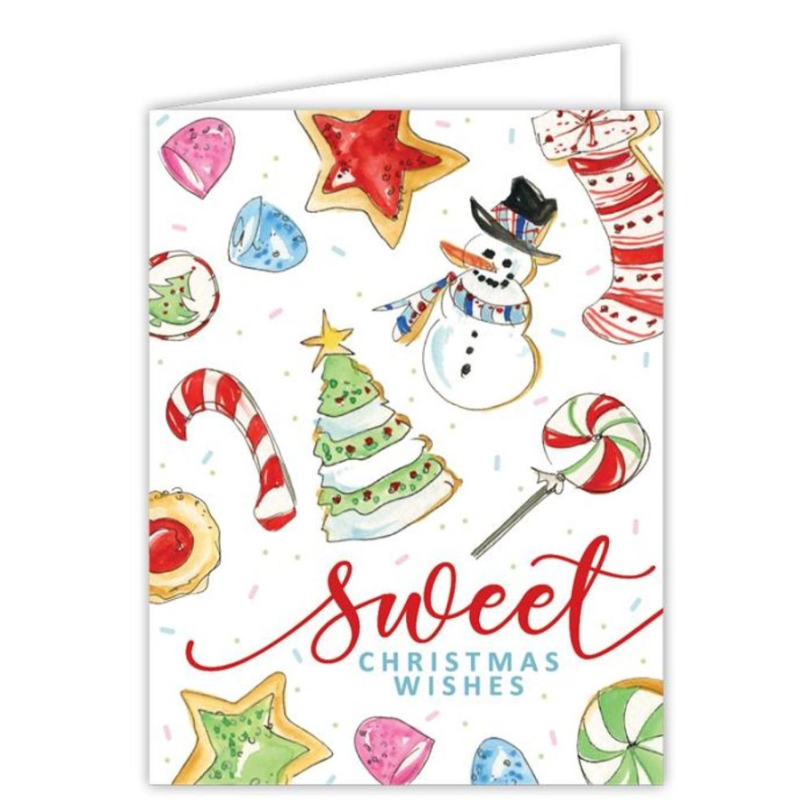 Seasonal Rosanne Beck | Sweet Christmas Wishes Handpainted Holiday Cookies Greeting Card