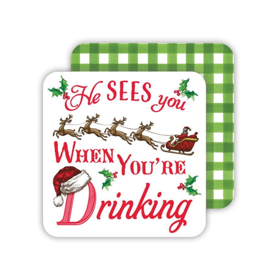 Home & Entertaining Rosanne Beck | He Sees You When You'Re Drinking Paper Coasters