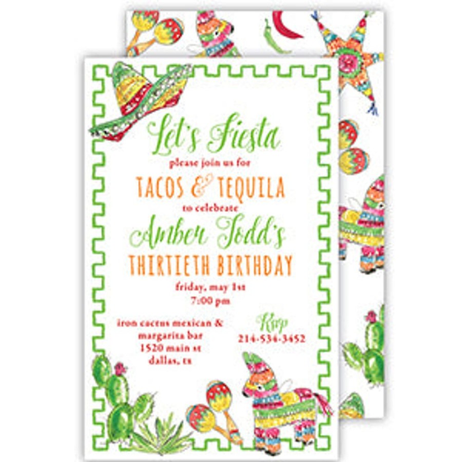 Invitations Rosanne Beck | Fiesta Cactus And Pinata Large Flat Invitation