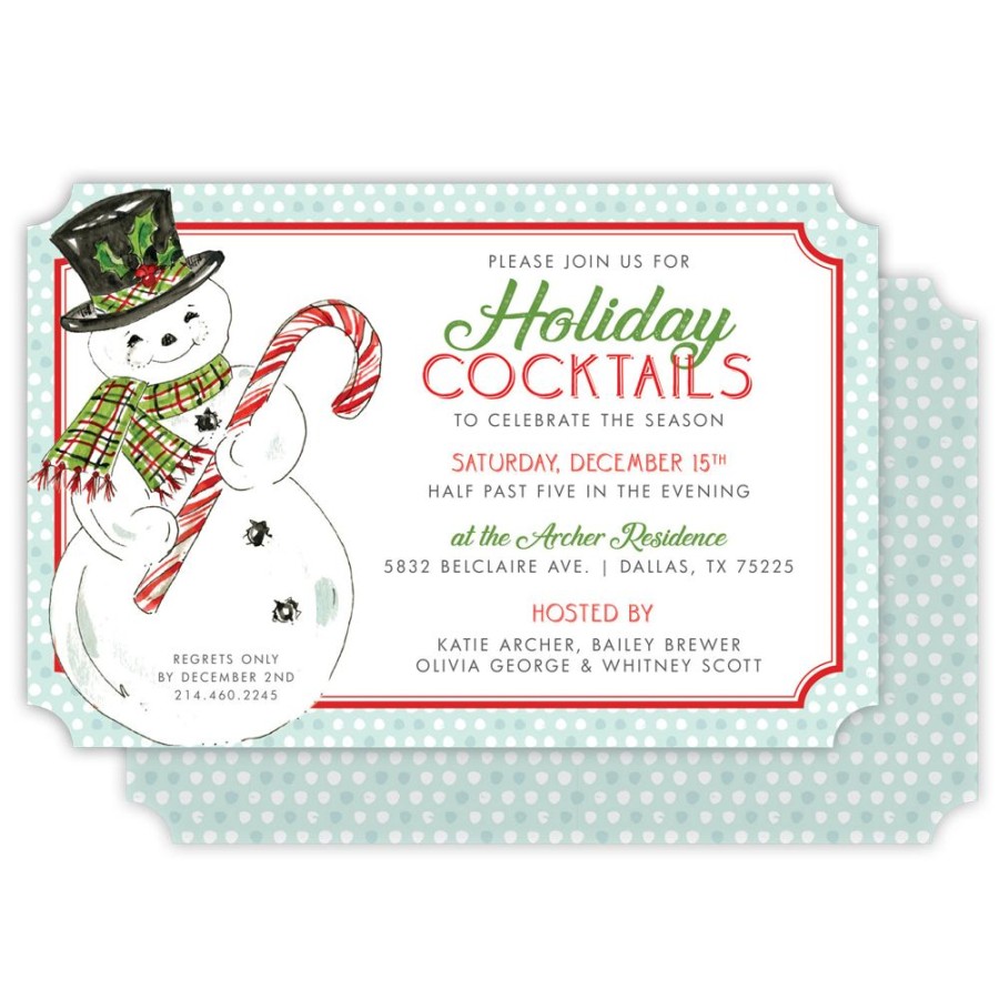 Seasonal Rosanne Beck | Snowman Large Die-Cut Invitation