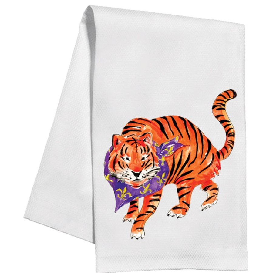 Seasonal Rosanne Beck | Purple & Gold Tiger Kitchen Towel