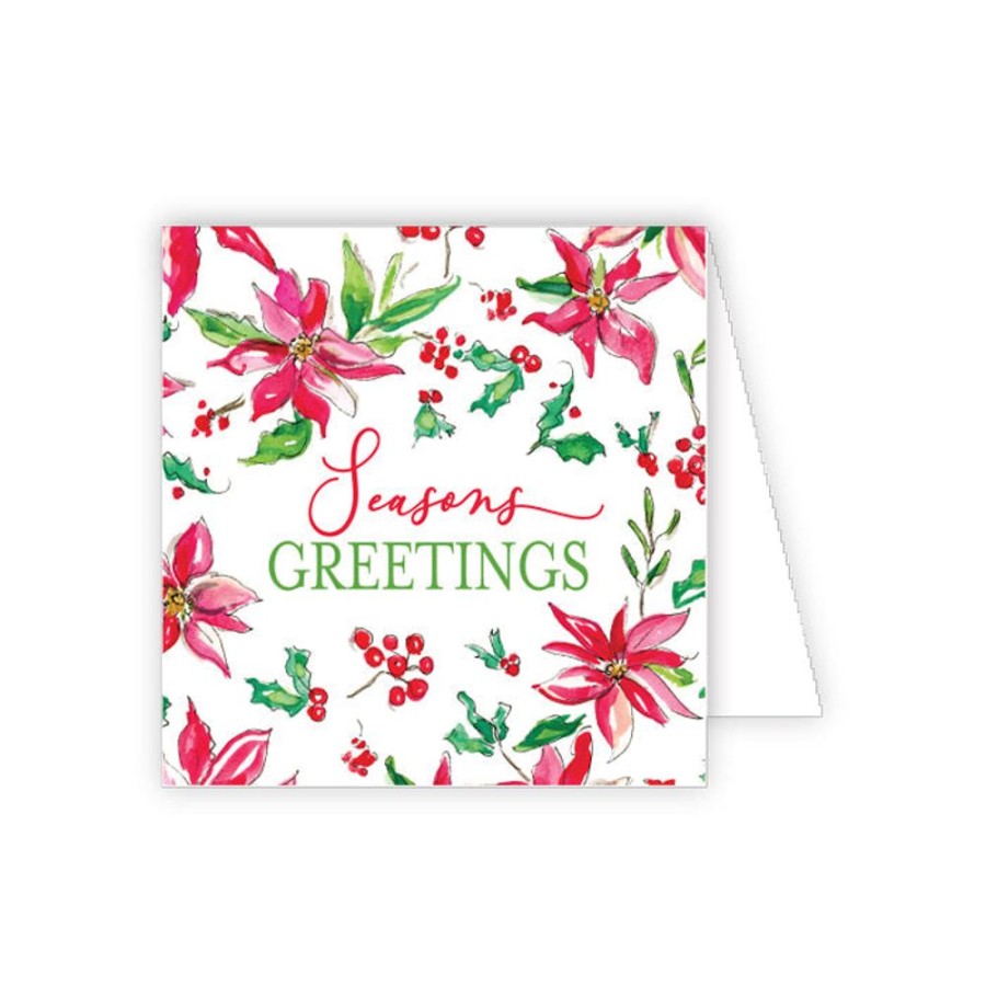 Seasonal Rosanne Beck | Seasons Greetings Poinsettias And Berries Enclosure Card