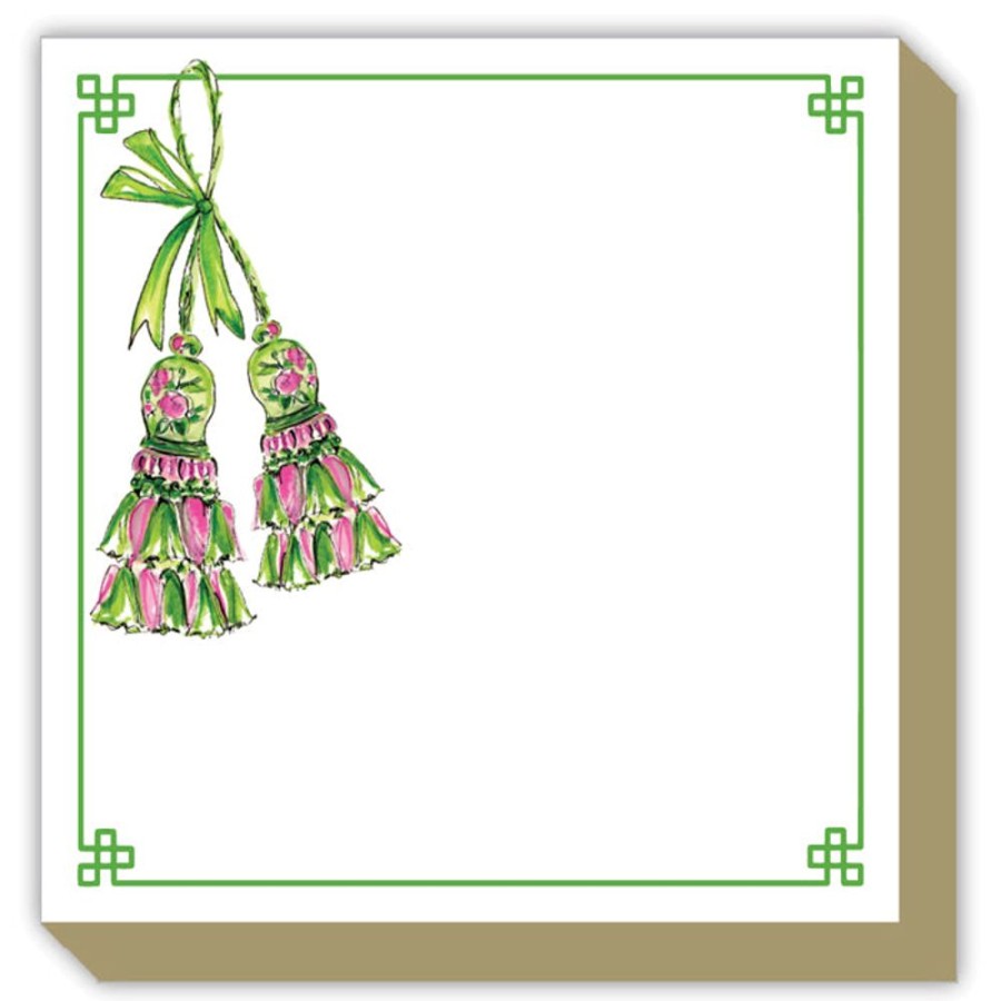 Notes & Pads Rosanne Beck | Green Handpainted Tassels Luxe Notepad