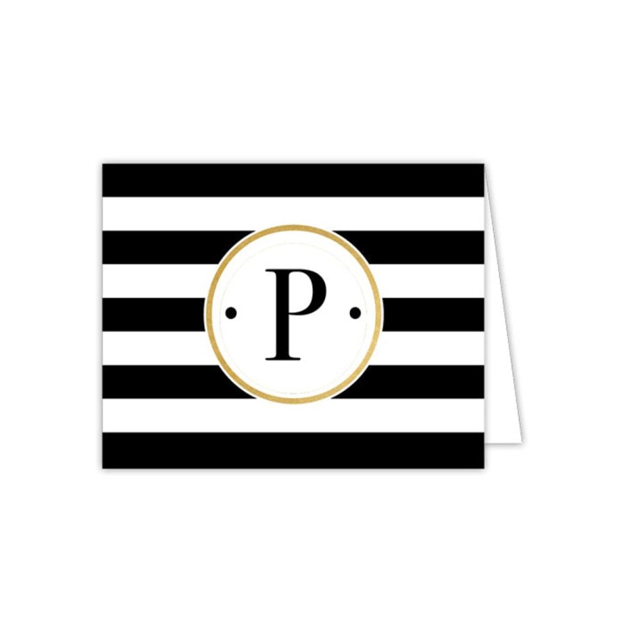 Monograms Rosanne Beck | Black Stripe P Folded Note