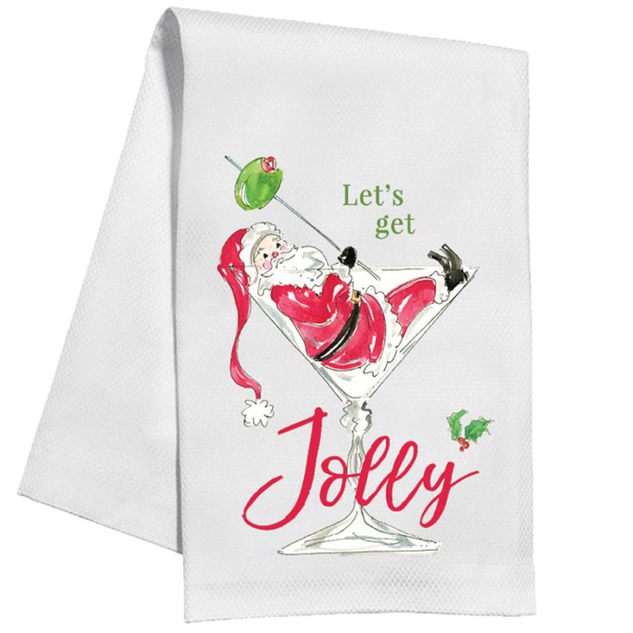 Seasonal Rosanne Beck | Let'S Get Jolly Santa Cocktail Kitchen Towel