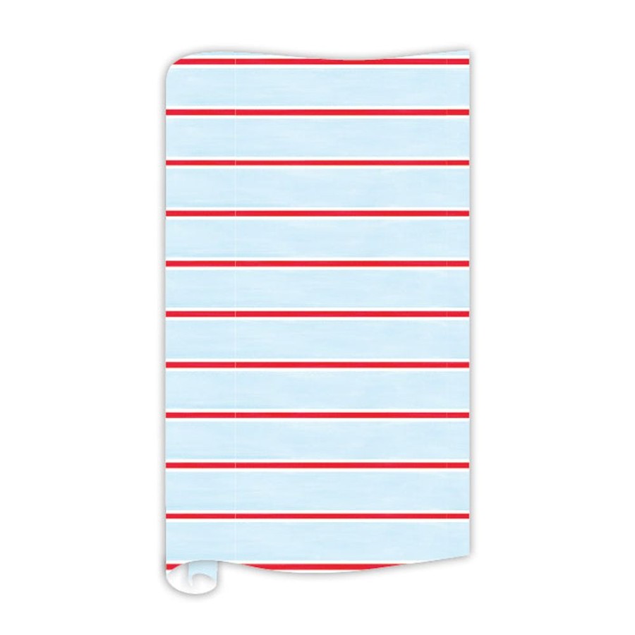 Seasonal Rosanne Beck | Light Blue White And Red Stripes Wrapping Paper