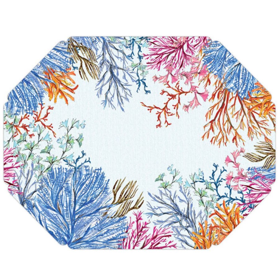 Home & Entertaining Rosanne Beck | Coastal Blue Coral Posh Die-Cut Placemats