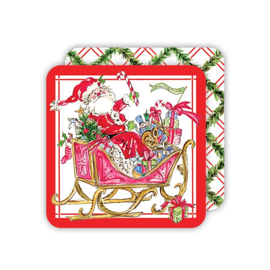 Seasonal Rosanne Beck | Santa Sleigh Paper Coasters