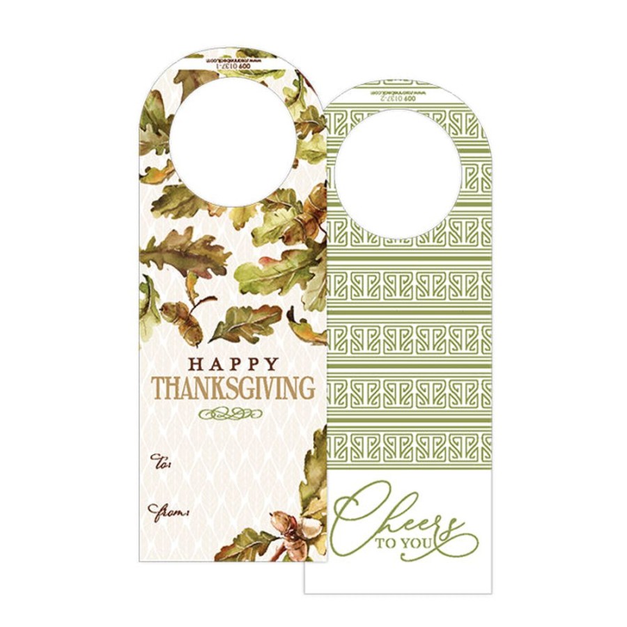 Invitations Rosanne Beck | Happy Thanksgiving Acorn And Leaves Wine Tag