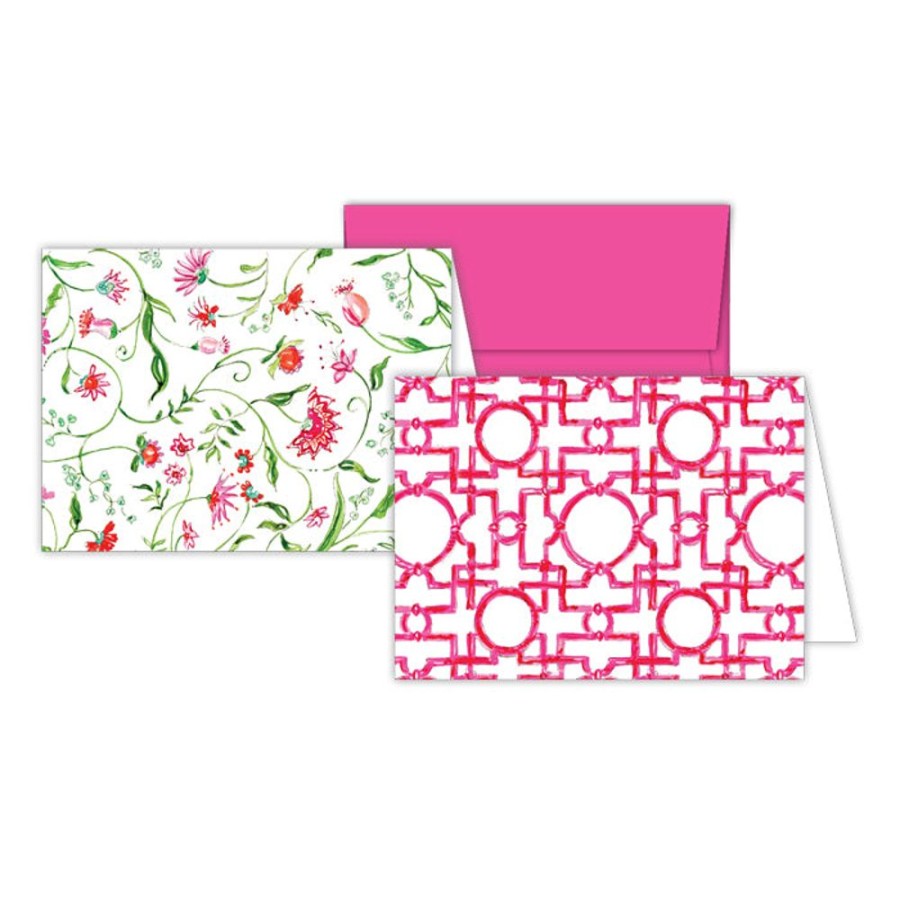 Notes & Pads Rosanne Beck | Asian Trellis - Pink Floral Stationery Notes