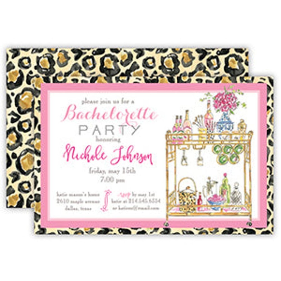 Invitations Rosanne Beck | Handpainted Champagne Bar Cart Large Flat Invitation