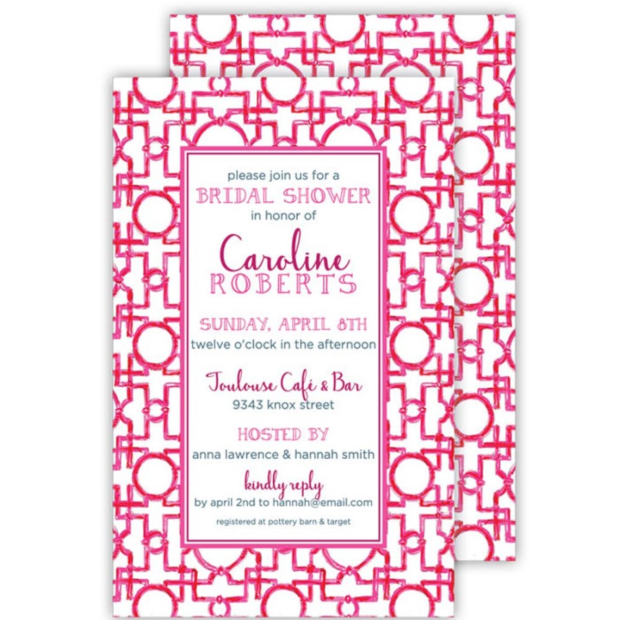 Invitations Rosanne Beck | Asian Trellis Pink Large Flat Invitation