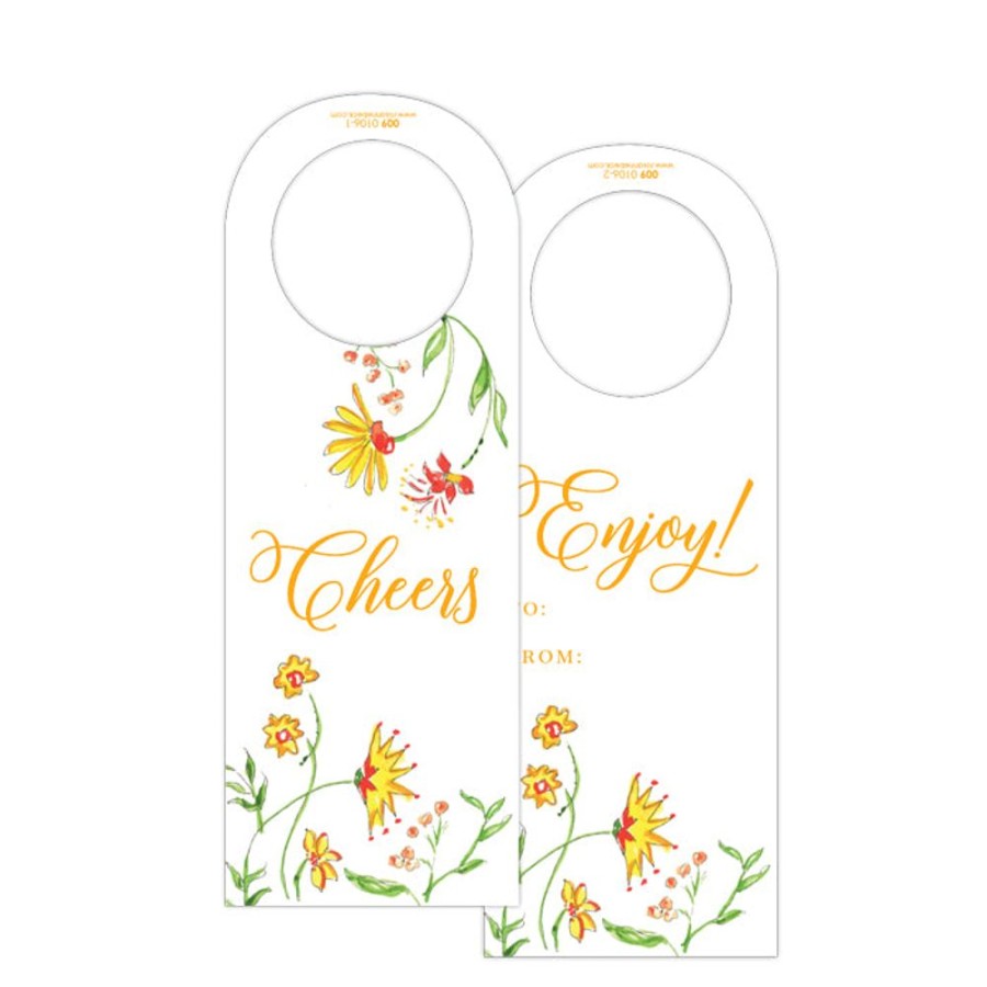 Home & Entertaining Rosanne Beck | Mixed Floral Yellow Wine Tag