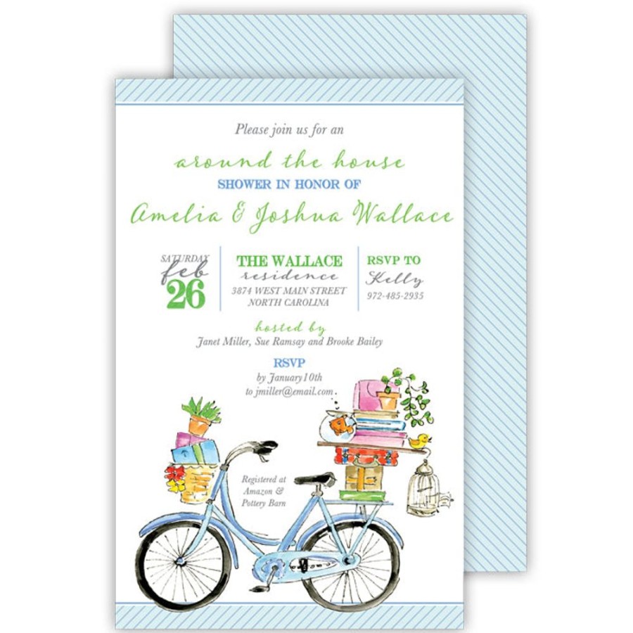 Invitations Rosanne Beck | Bicycle Handpainted Large Flat Invitation