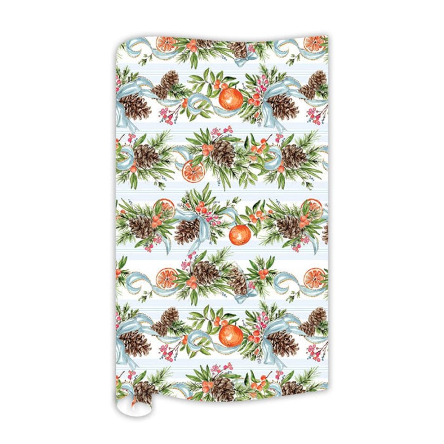 Seasonal Rosanne Beck | Christmas Citrus Pinecone Garland Gift Wrap