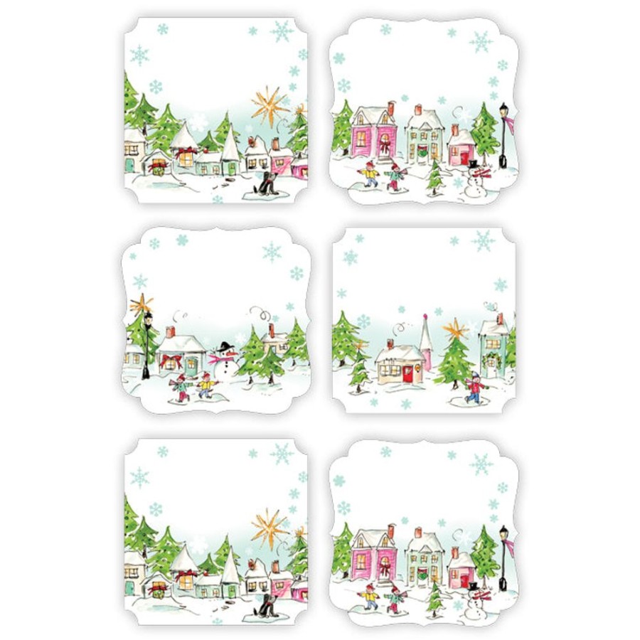 Seasonal Rosanne Beck | Pink Snowy Village Die-Cut Stickers