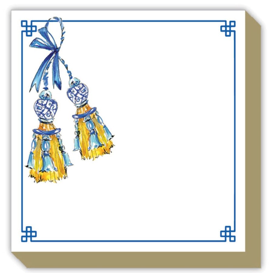 Notes & Pads Rosanne Beck | Blue Handpainted Tassels Luxe Notepad