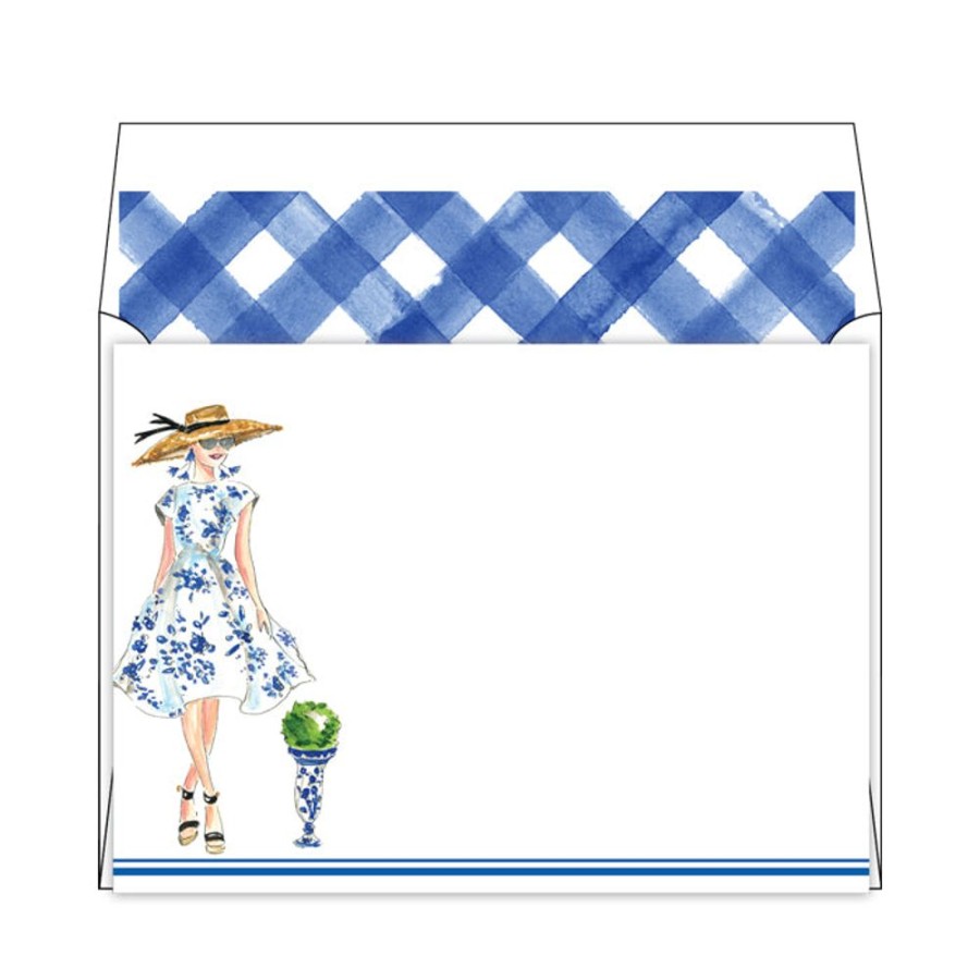 Notes & Pads Rosanne Beck | Blue Buffalo Check Fashionista Flat Note Stationery