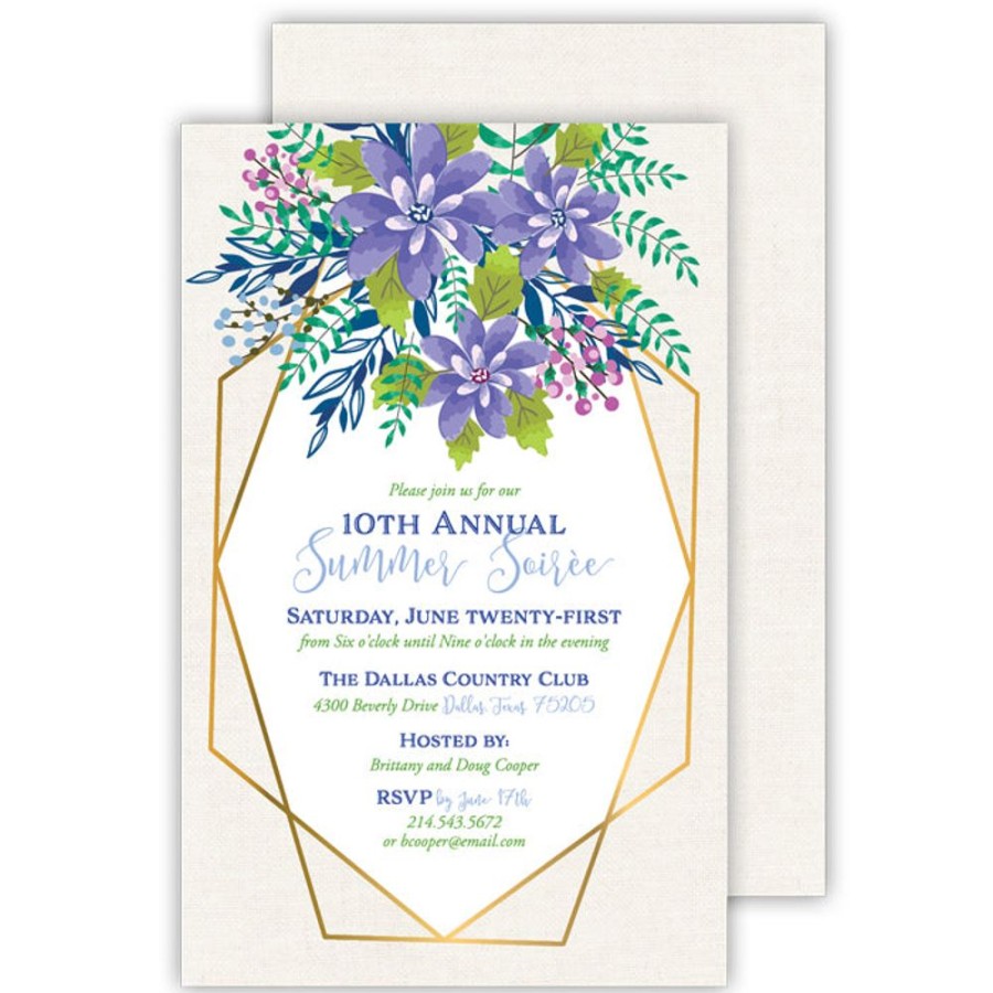 Invitations Rosanne Beck | Modern Floral Blue Large Flat Invitation