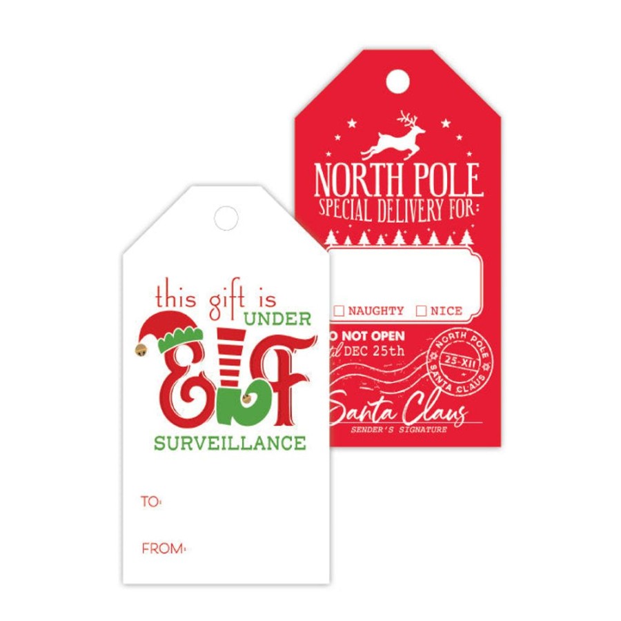 Seasonal Rosanne Beck | This Gift Under Elf Surveillance & North Pole Special Delivery Gift Tags