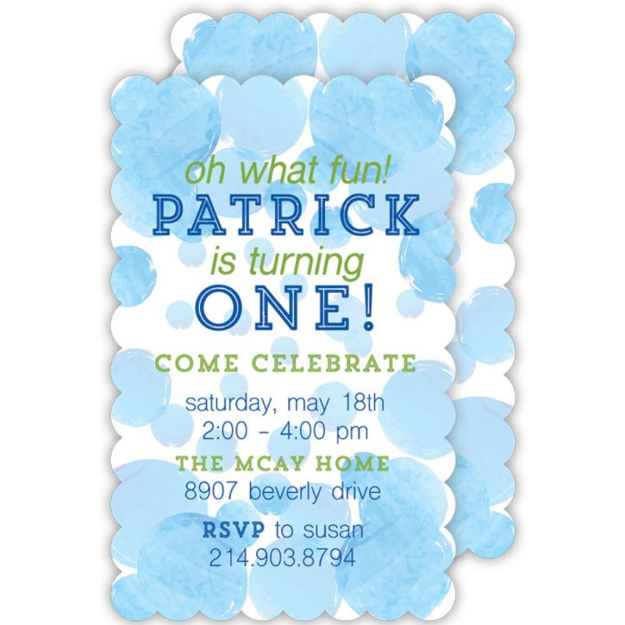 Invitations Rosanne Beck | Navy Bubbles Large Die-Cut Invitation