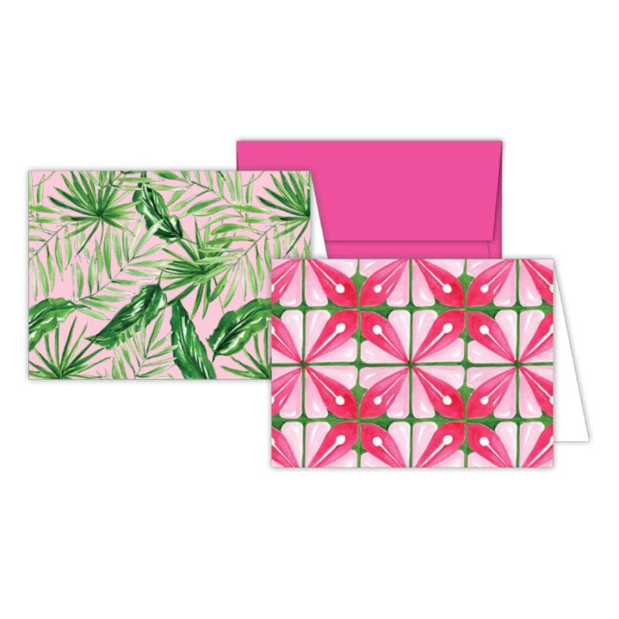 Notes & Pads Rosanne Beck | Tiles Pink And Green And Palms Stationery Notes